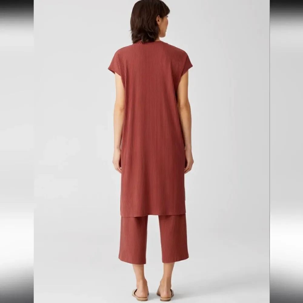 Eileen Fisher Ribbed Crew Neck Dress Terra Cotta size L - Picture 12 of 12